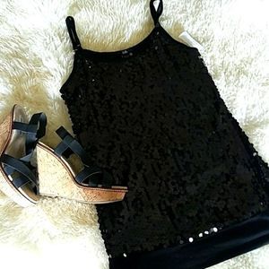 RAIN BOUTIQUE BLACK SEQUIN CAMI TOP